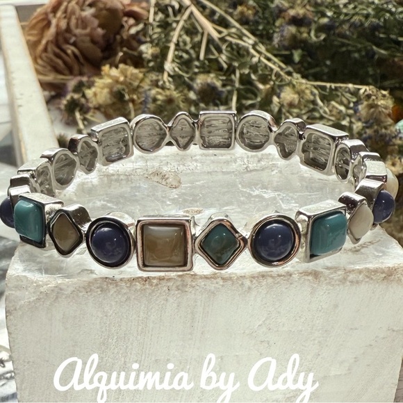 Alquimia Silver and Blue Bohemian Bracelet with Natural Stones - Picture 1 of 1